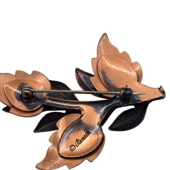 Vtg Brooch Leaf Copper Matisse Renoir Autumn Fall Whimsigoth Fairy Cottage Pin - Picture 2 of 10